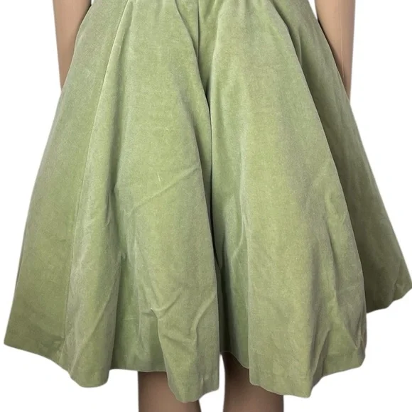 Ted Baker Langley Janini Retro Style Strapless Velvet A-Line Sage Green Dress - Picture 9 of 15